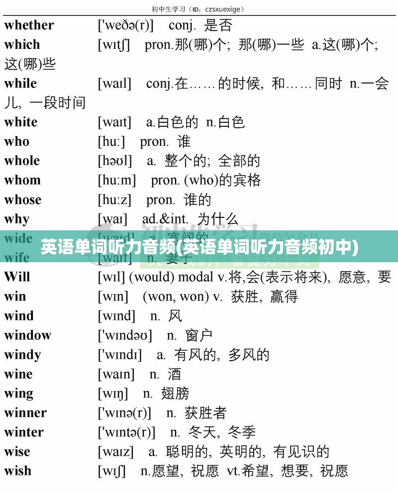 英语单词听力音频(英语单词听力音频初中)