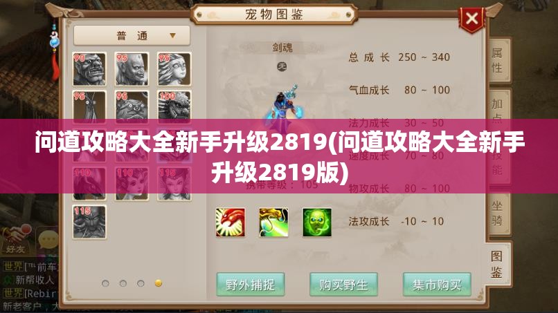 问道攻略大全新手升级2819(问道攻略大全新手升级2819版)