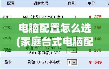 电脑配置怎么选(家庭台式电脑配置怎么选)