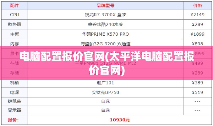 电脑配置报价官网(太平洋电脑配置报价官网)